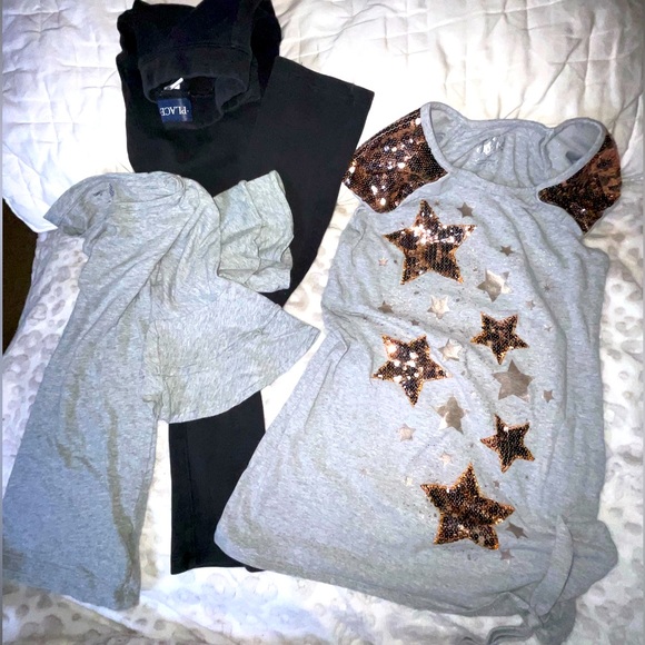 GAP KIDS blouse . Justice sequence. childrens place size 12 leggings . 3pc girls - Picture 1 of 13